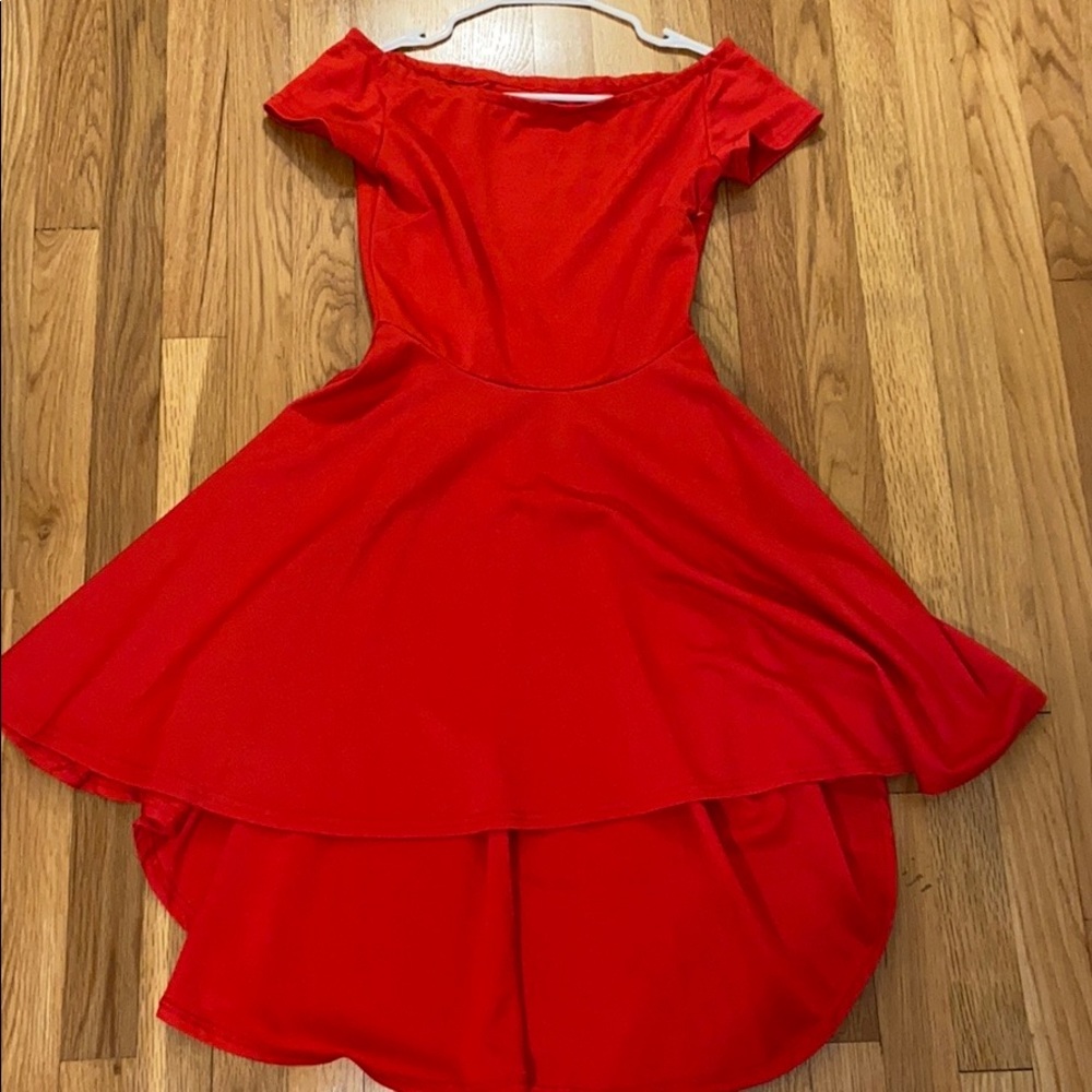 Royal red high low dress